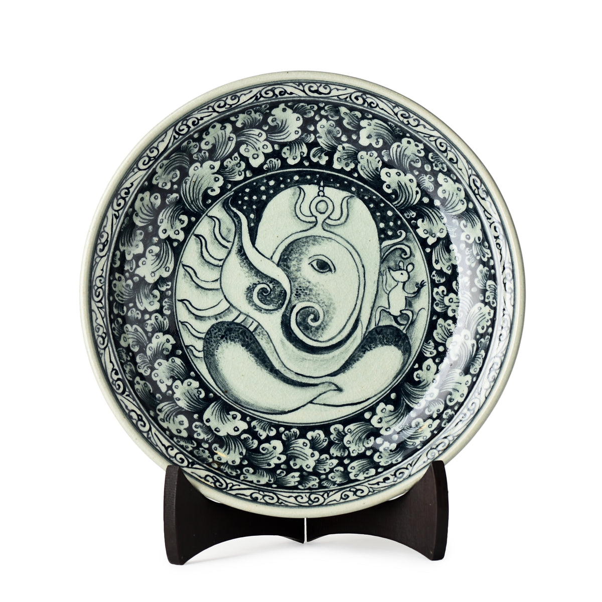 Stoneware Ganesha Display Plate Traditional Design