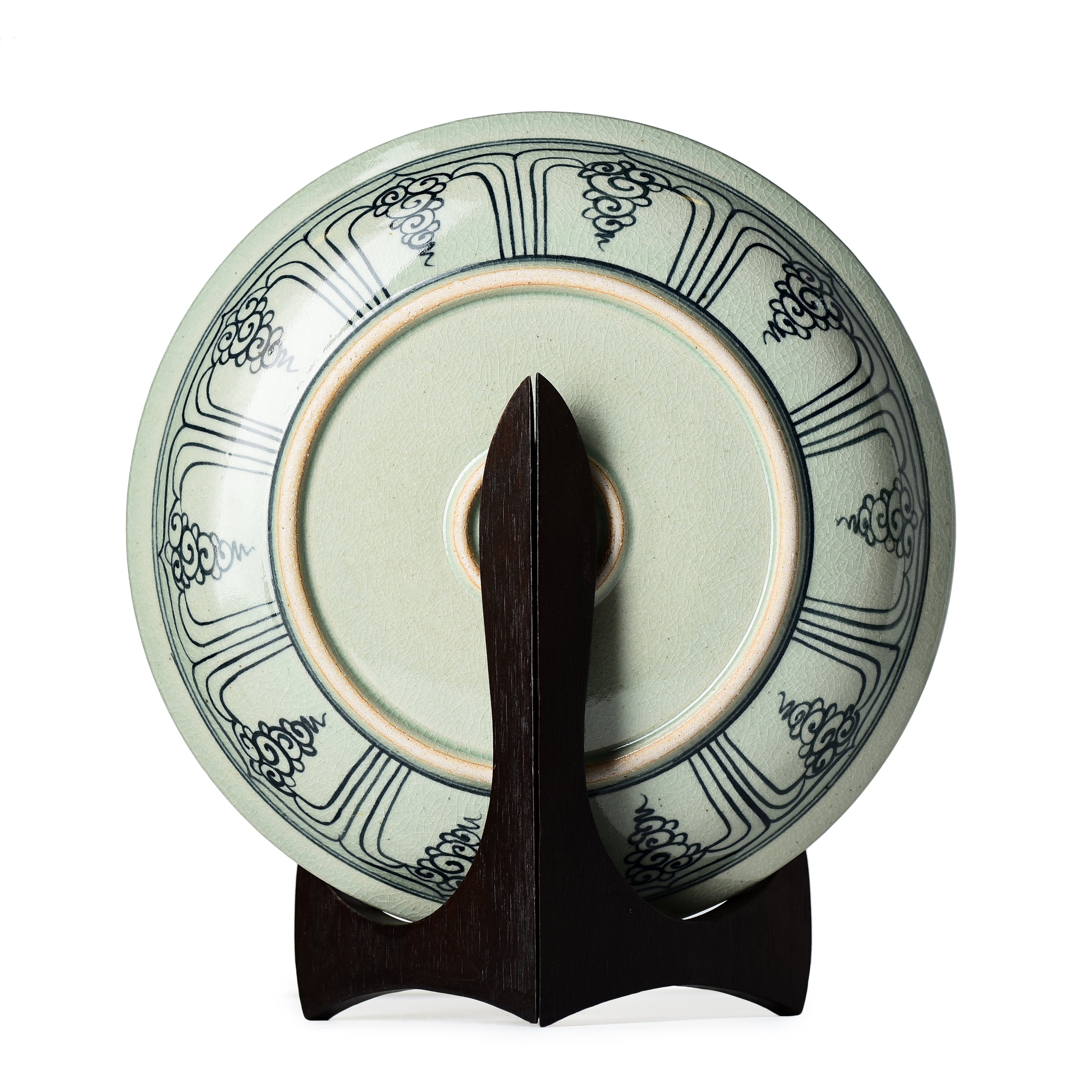 Stoneware Fish Display Plate Swirling Pattern