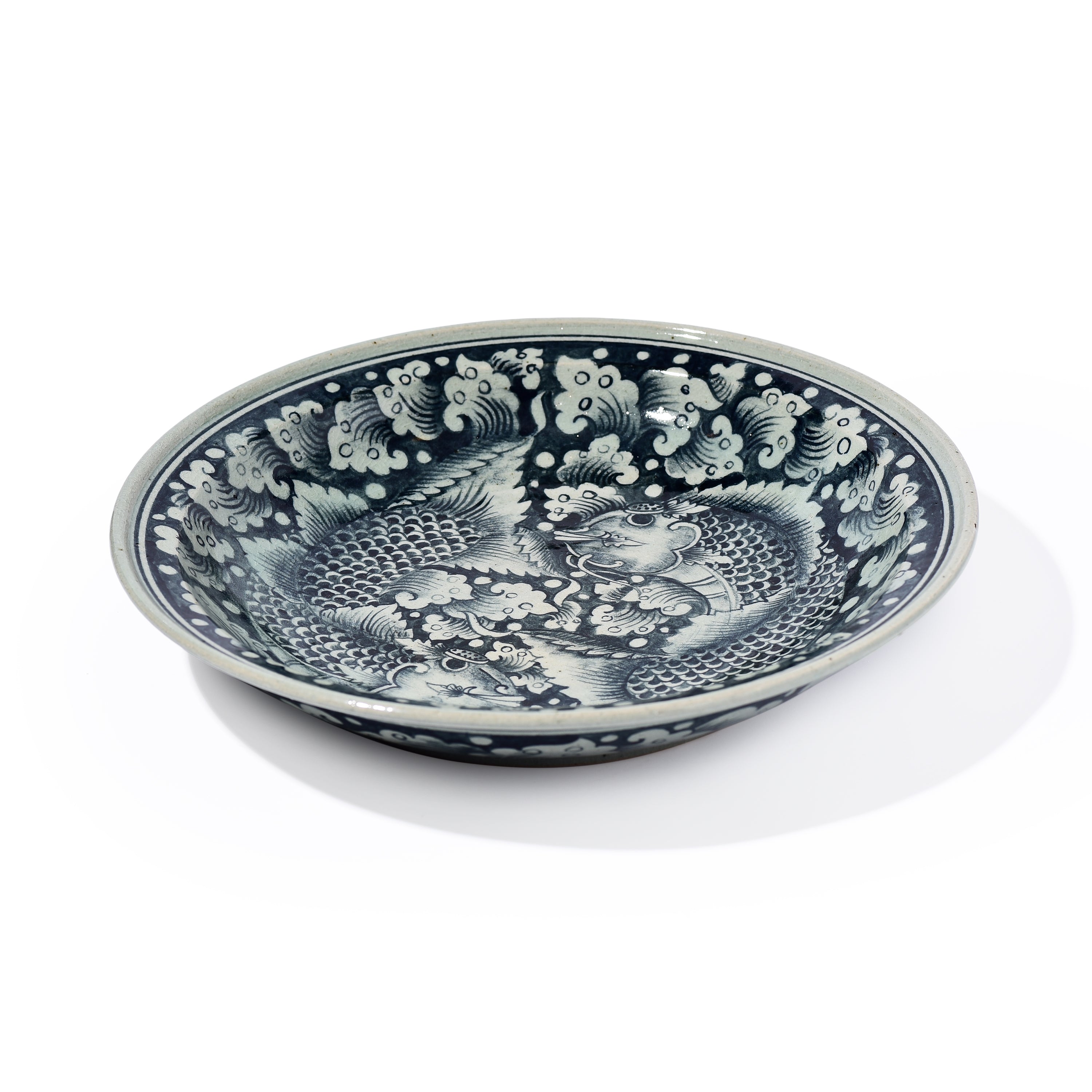Stoneware Fish Display Plate Wave Design