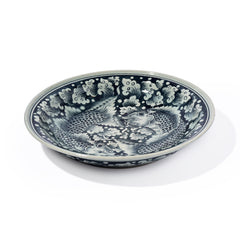 Stoneware Fish Display Plate Wave Design