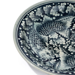 Stoneware Fish Display Plate Wave Design
