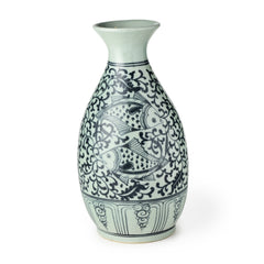 Stoneware Hand Painted Vase Two Fish Design