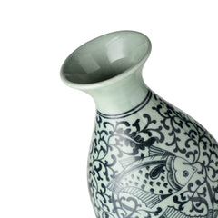 Stoneware Hand Painted Vase Two Fish Design
