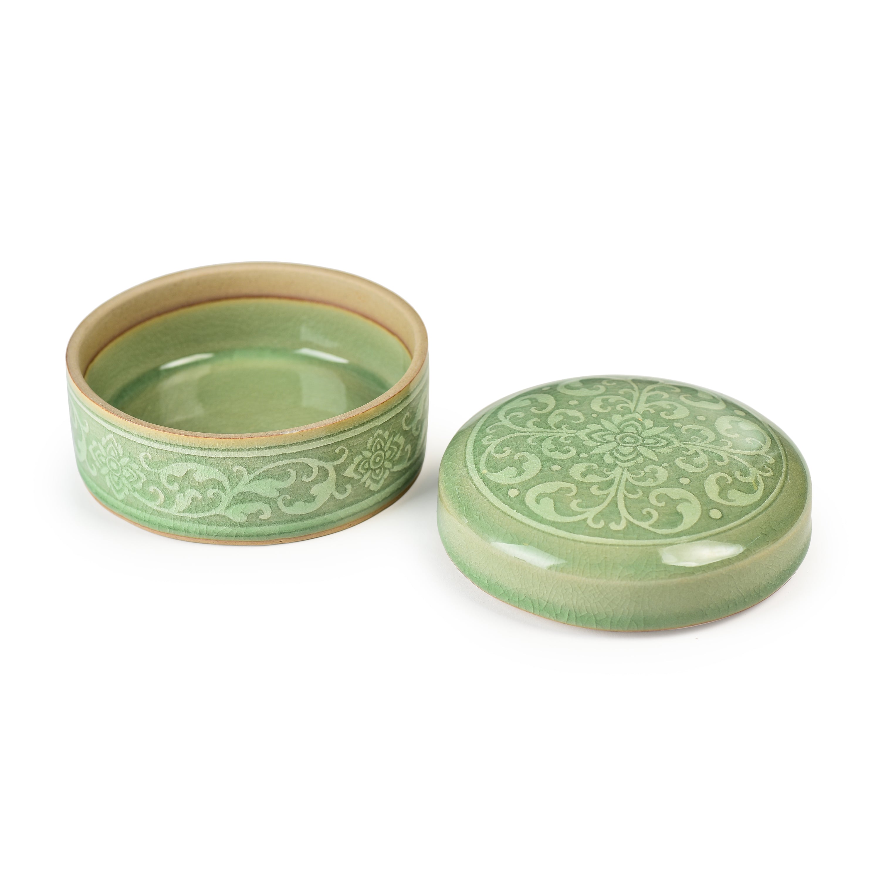 Celadon Carved Kanok Design Jewellery Box