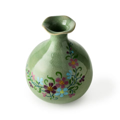 Celadon Floral Hand Painted Vase