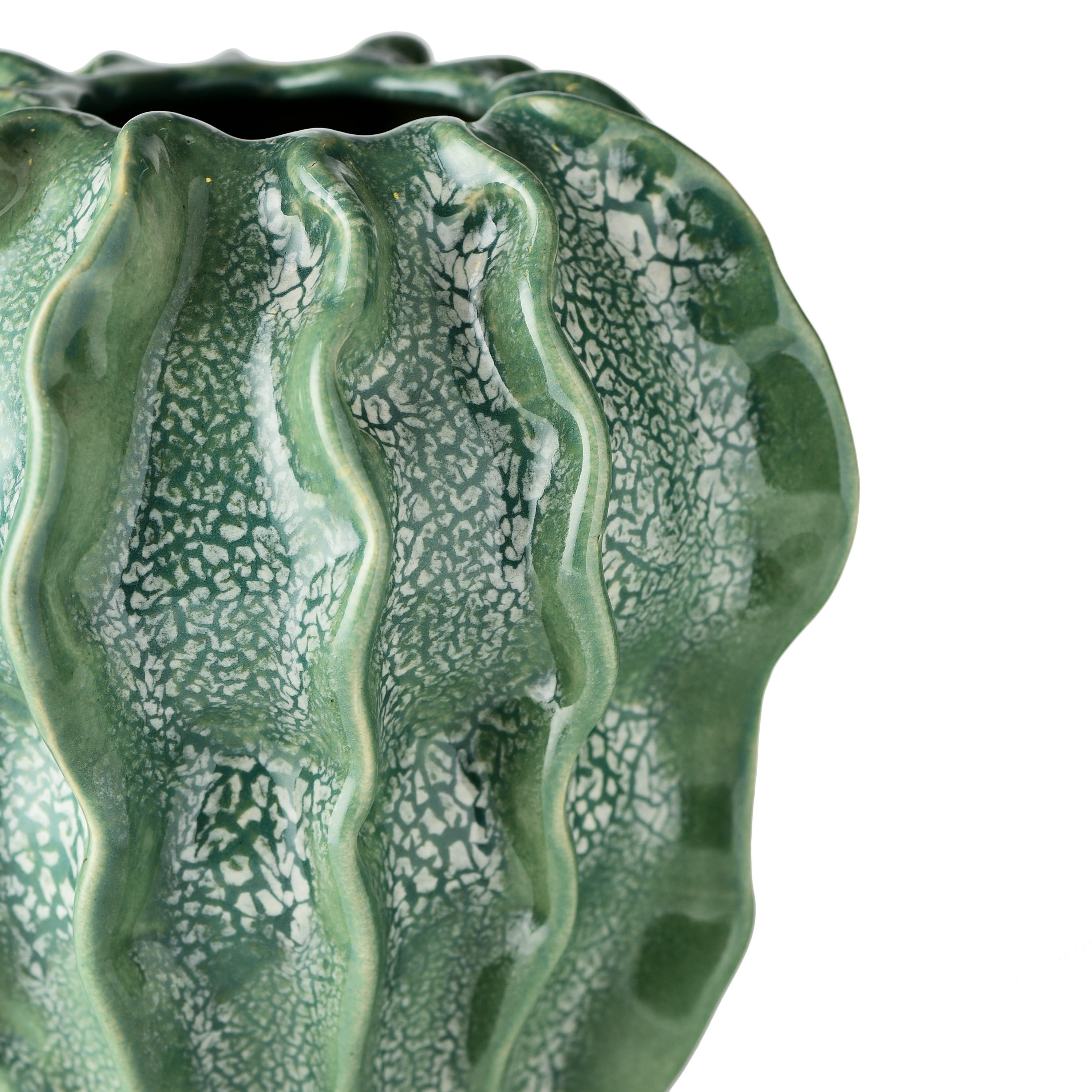 Stoneware Sea Floral Vase Green