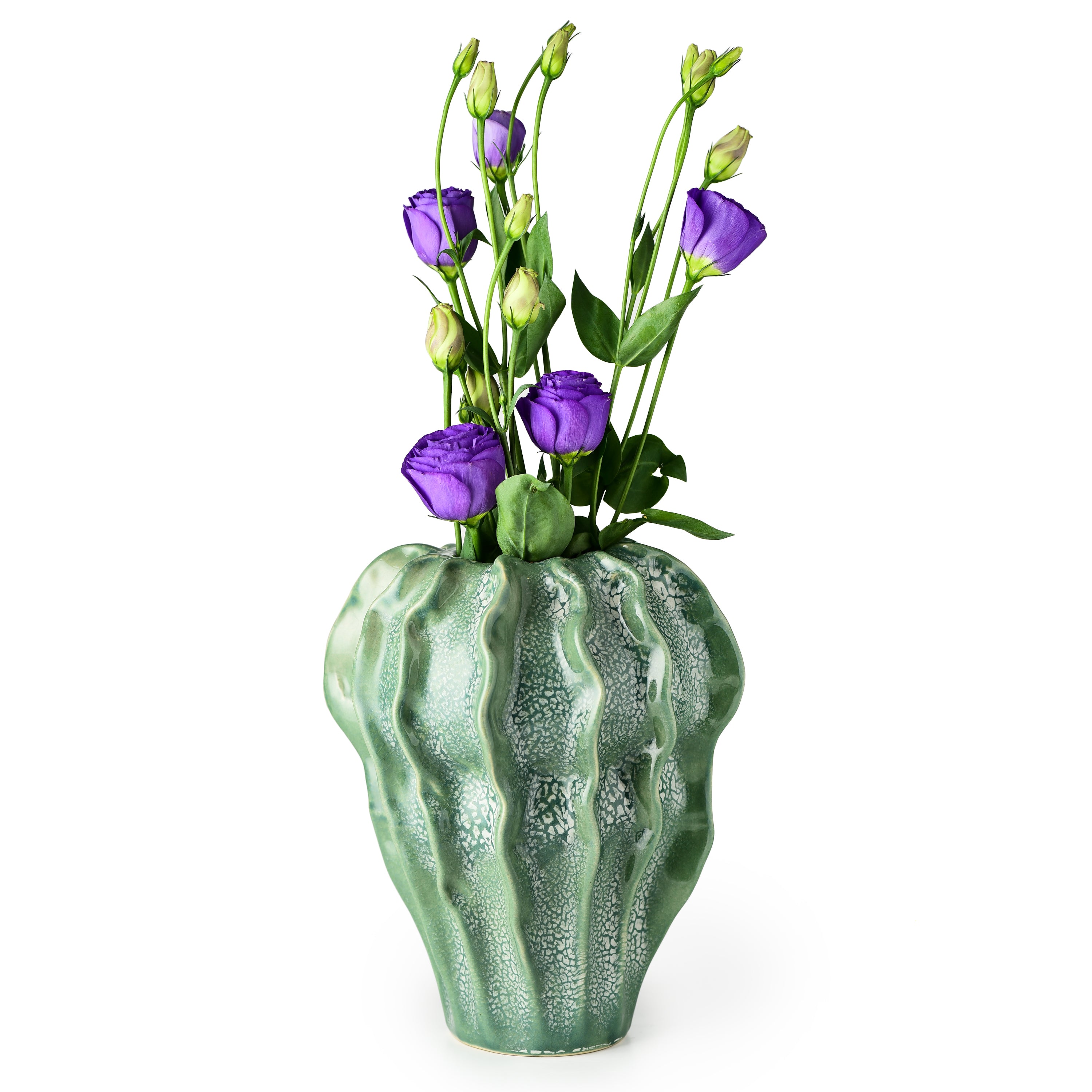 Stoneware Sea Floral Vase Green