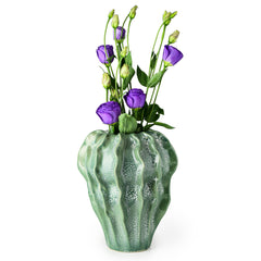Stoneware Sea Floral Vase Green