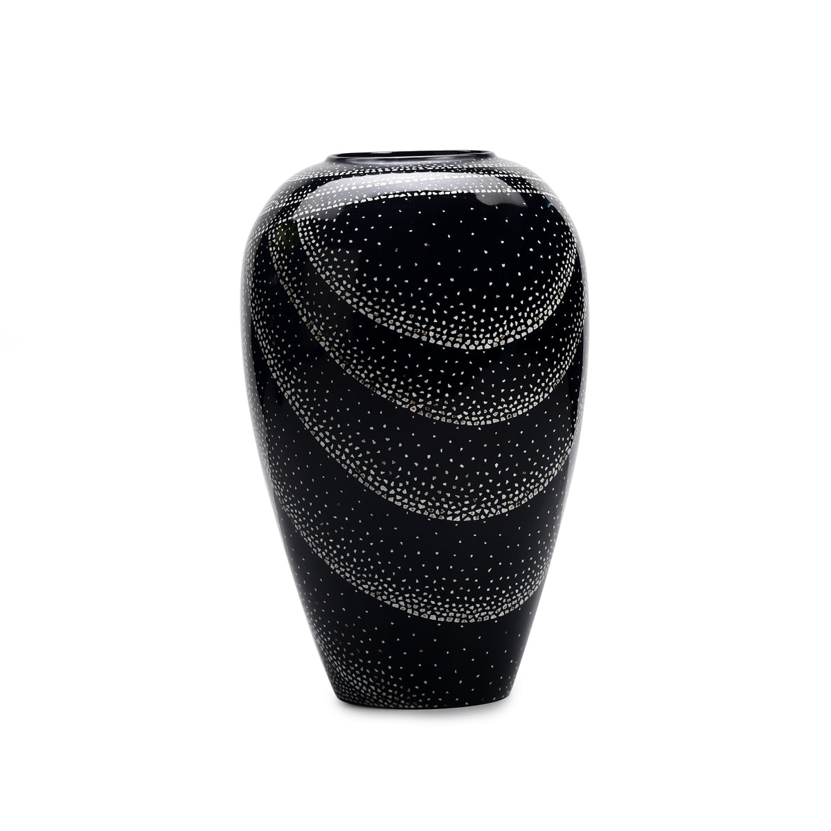 Lacquerware Vase With Eggshell Inlay With Swirling Patterns