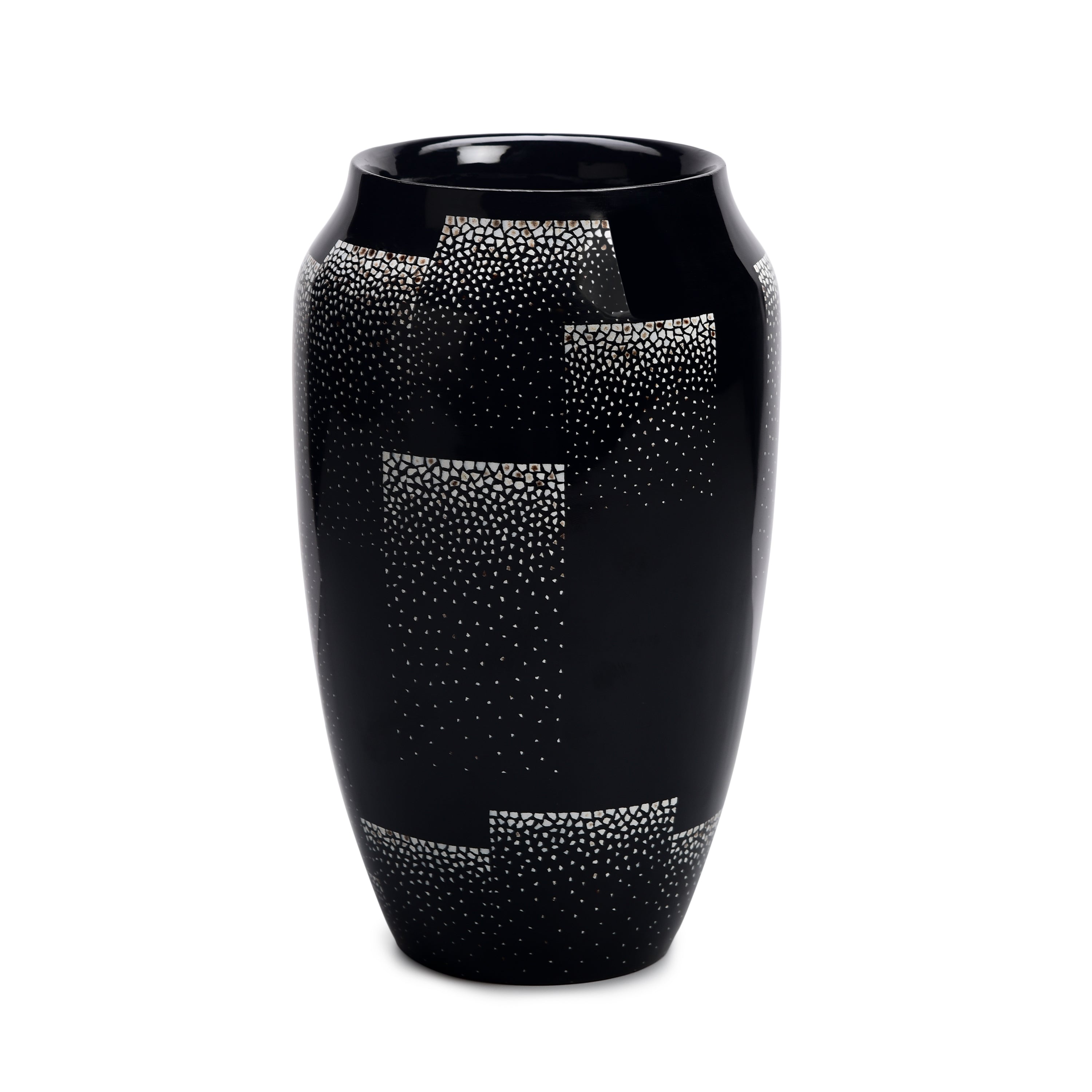 Lacquerware Vase With Eggshell Inlay With Geometric Abstraction