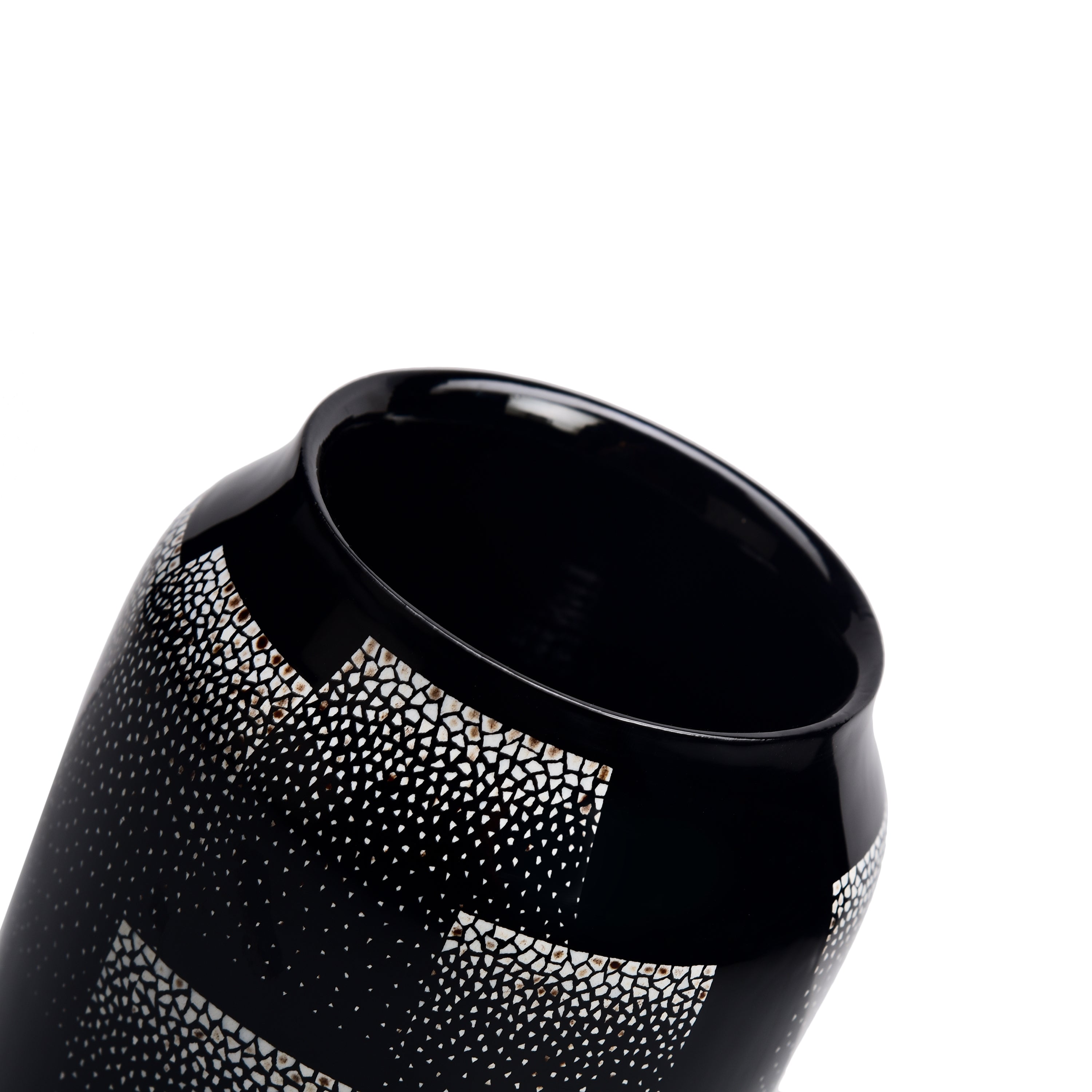 Lacquerware Vase With Eggshell Inlay With Geometric Abstraction