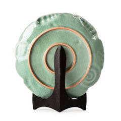 Celadon Carved Display Plate Scalloped Design