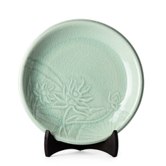 Celadon Display Plate Lotus Design