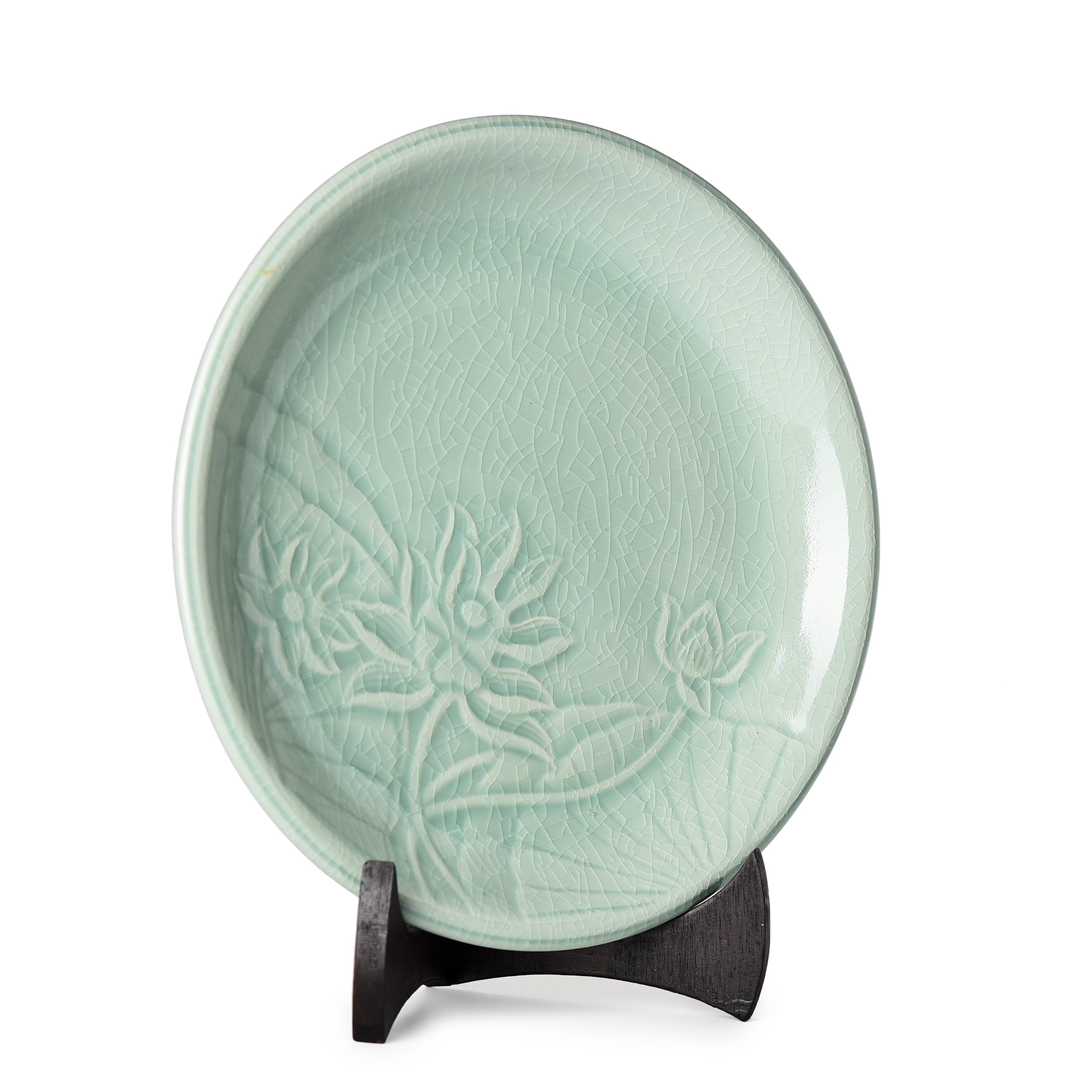 Celadon Display Plate Lotus Design