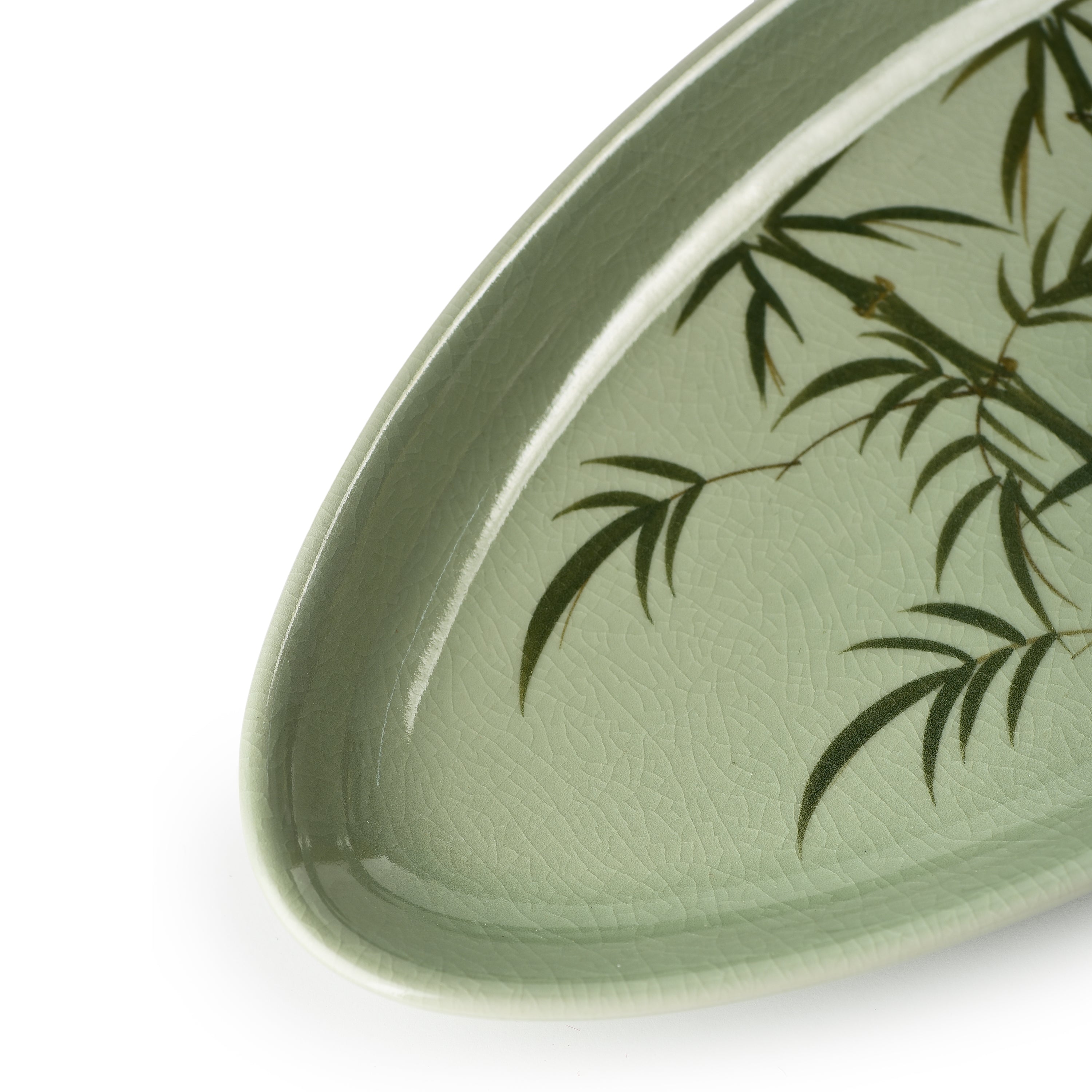 Celadon Display Plate Bamboo Motif