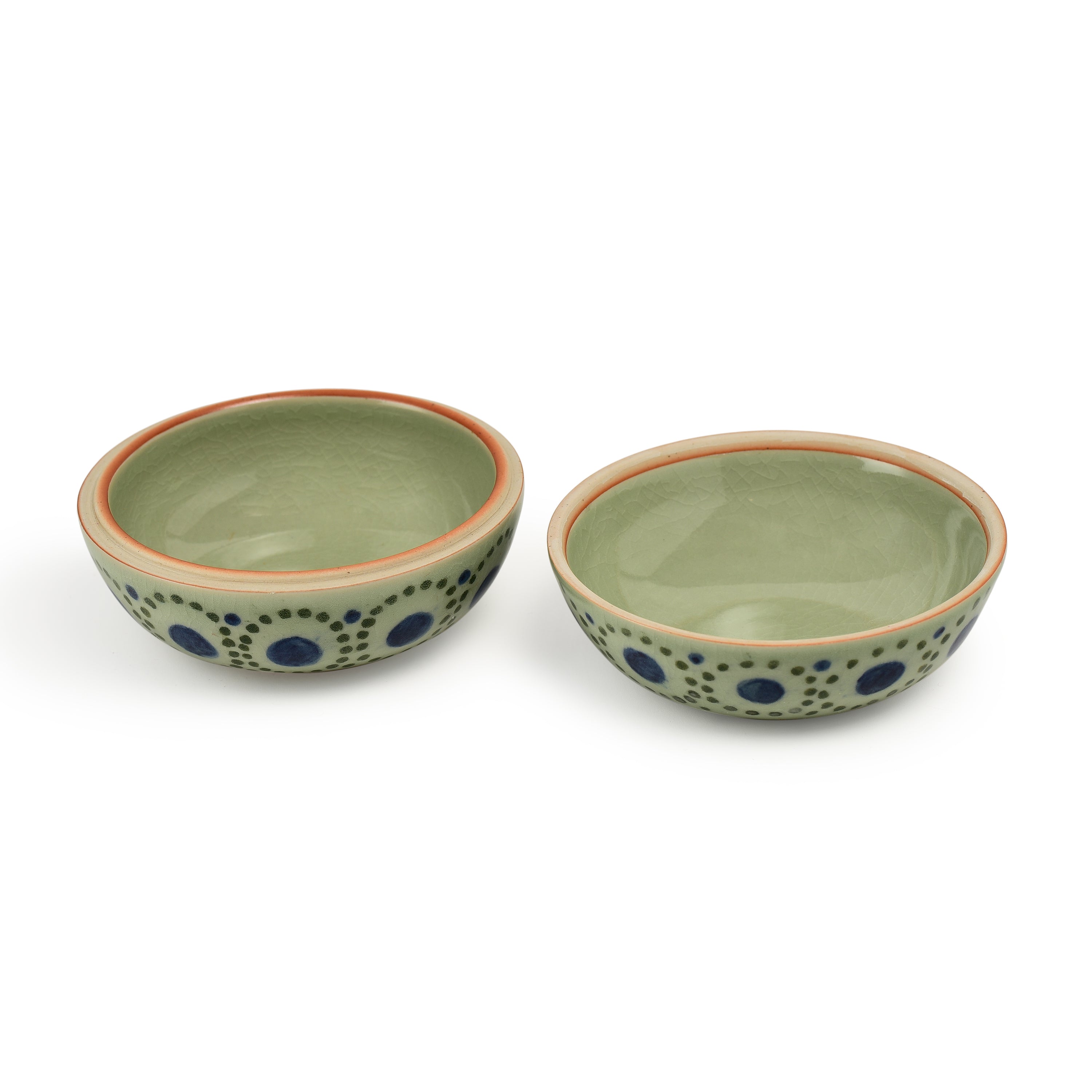 Celadon Hand Painted Jewellery Box With Concentric Design