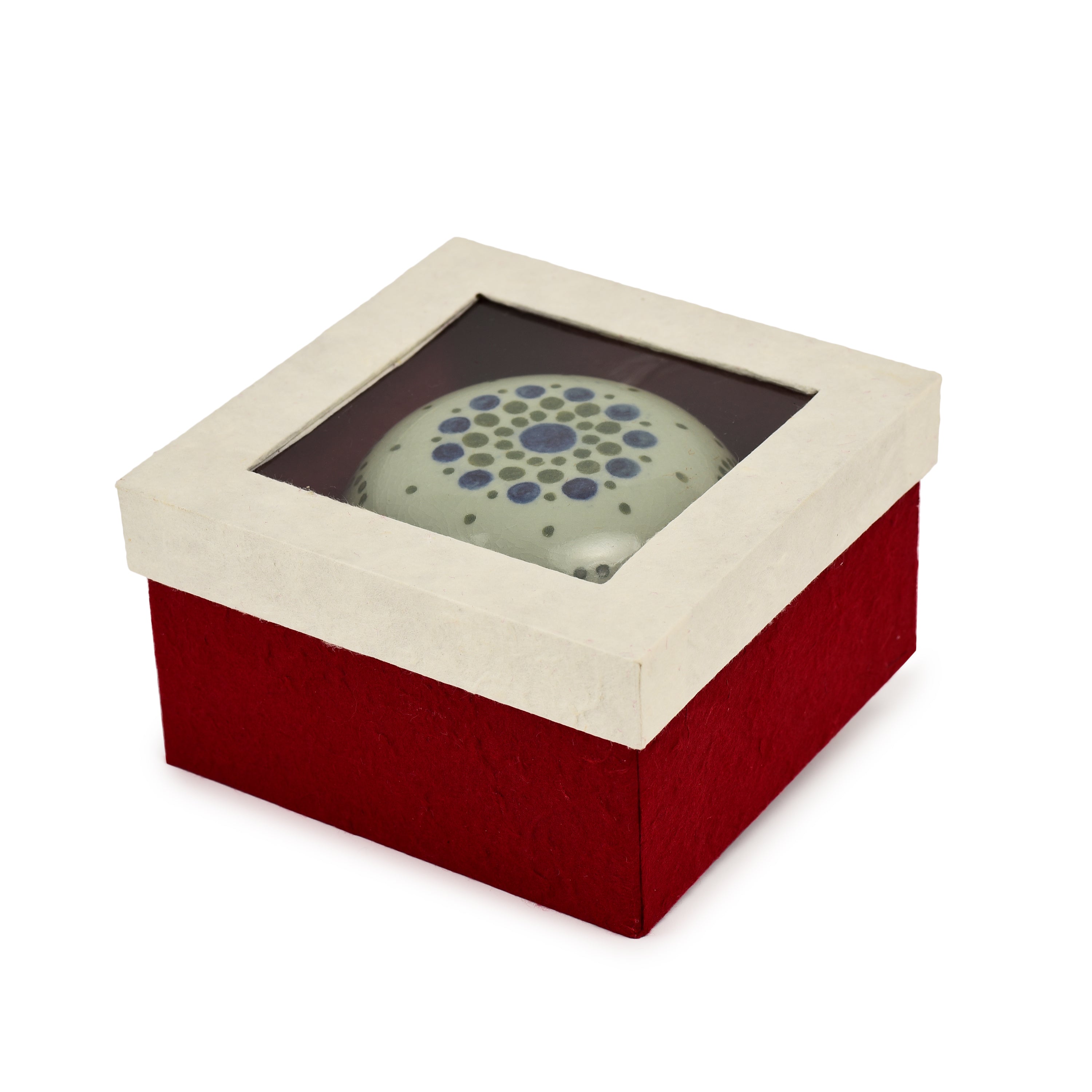 Celadon Hand Painted Jewellery Box With Concentric Design