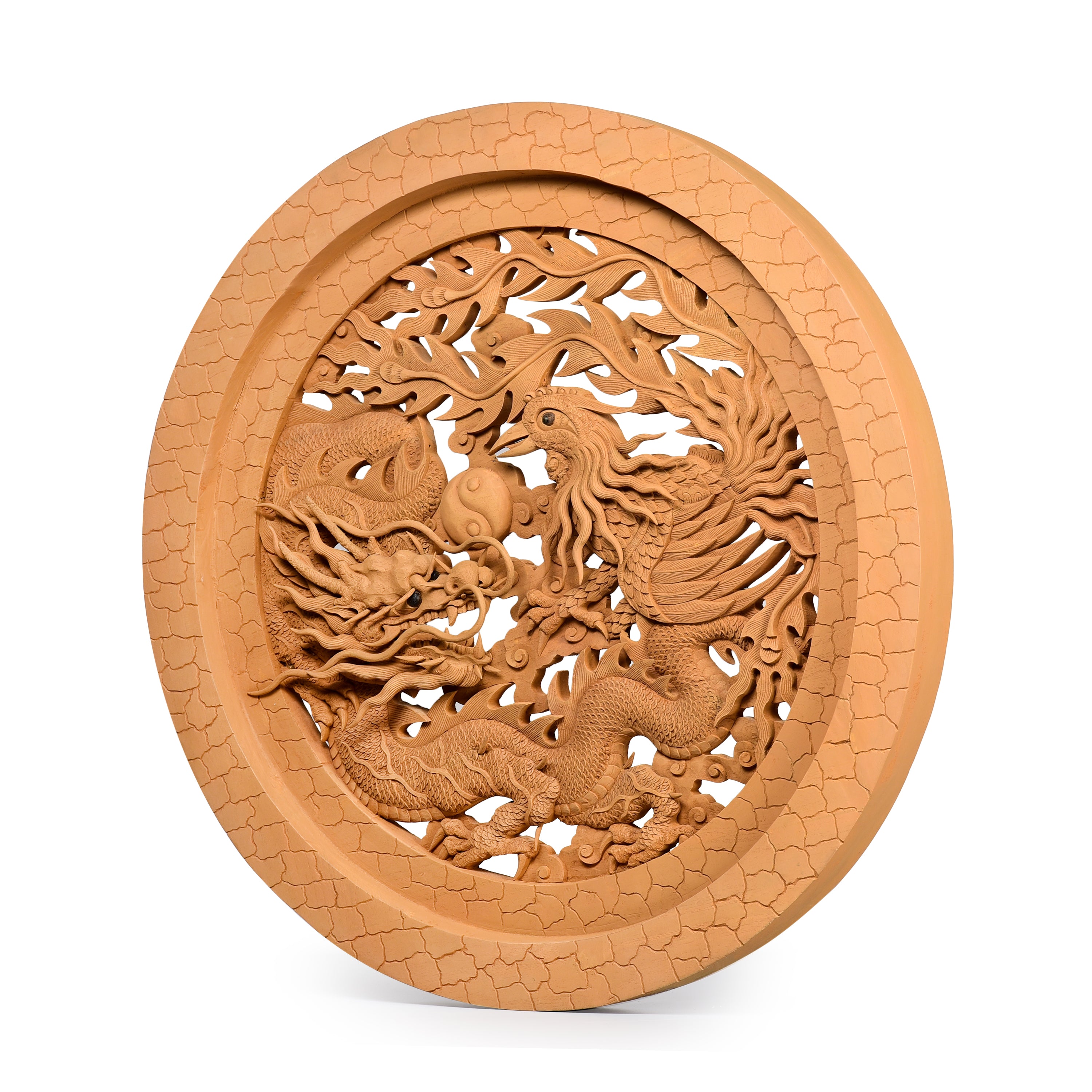 Dragon and Swan Wood Carving