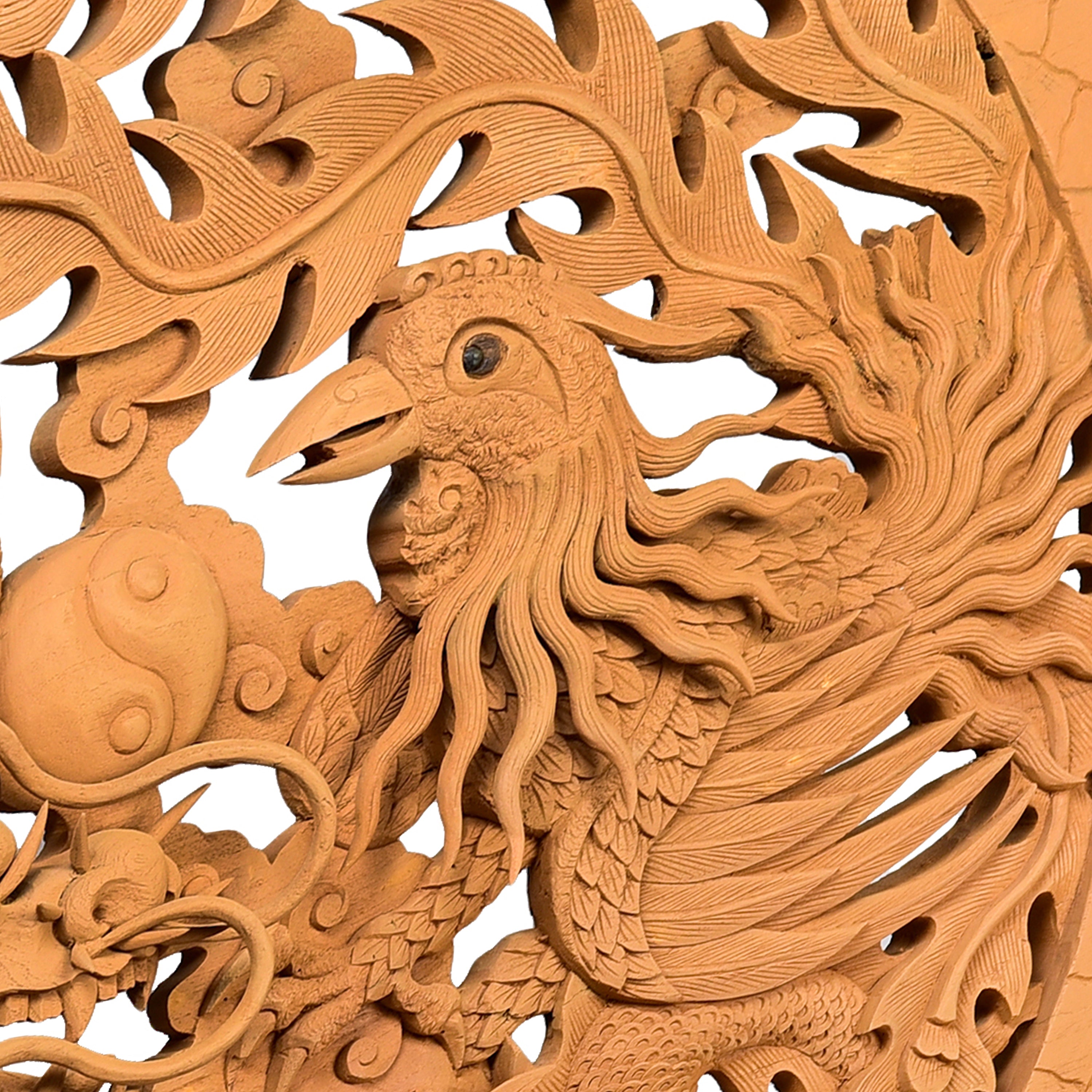 Dragon and Swan Wood Carving