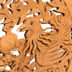 Dragon and Swan Wood Carving