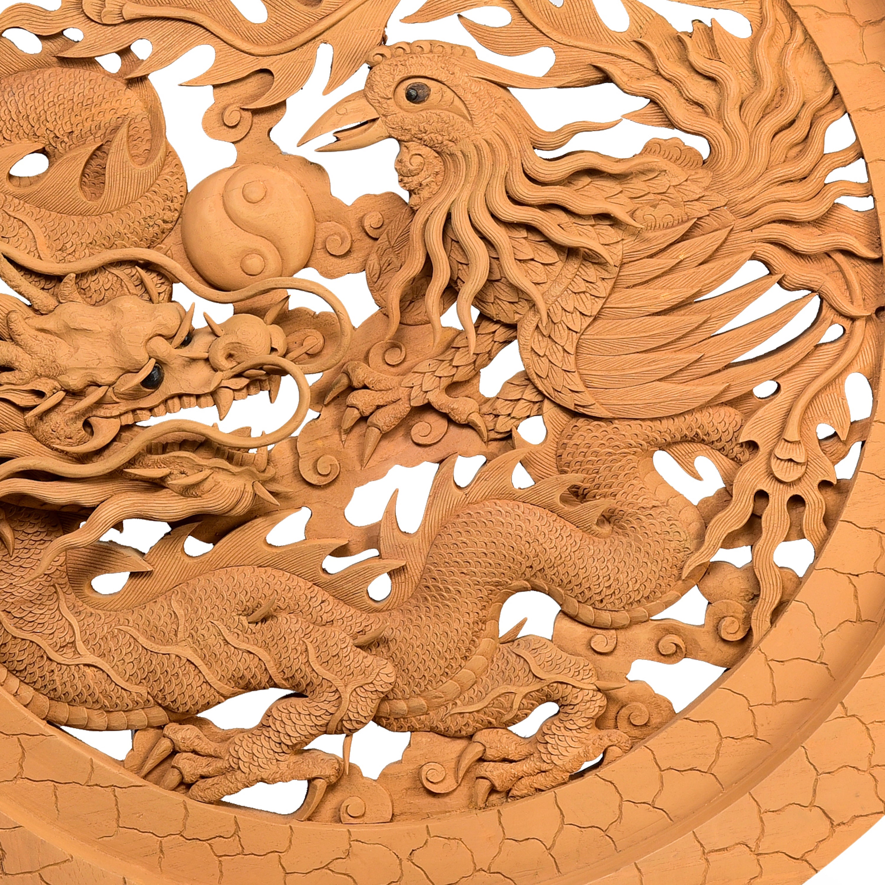 Dragon and Swan Wood Carving