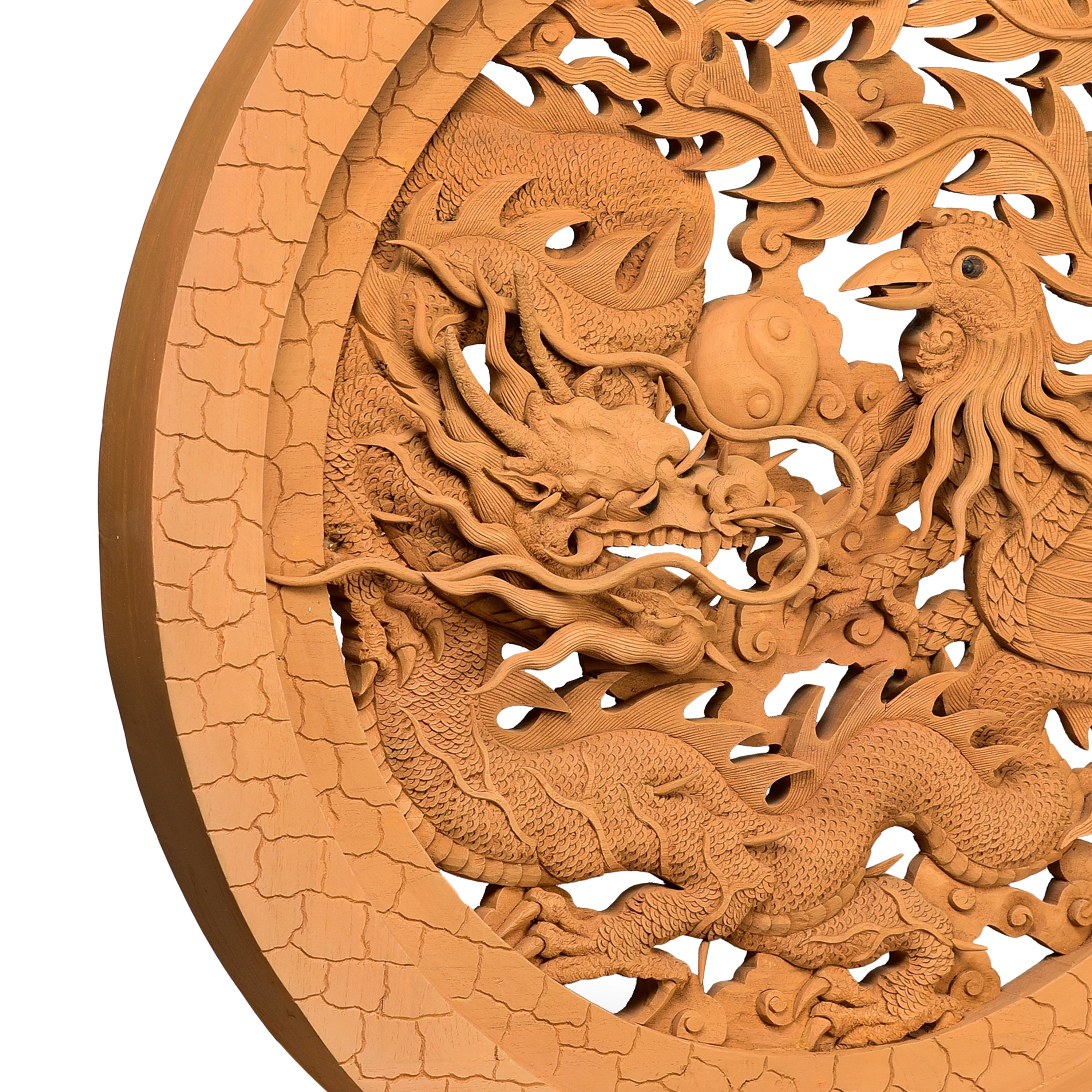 Dragon and Swan Wood Carving