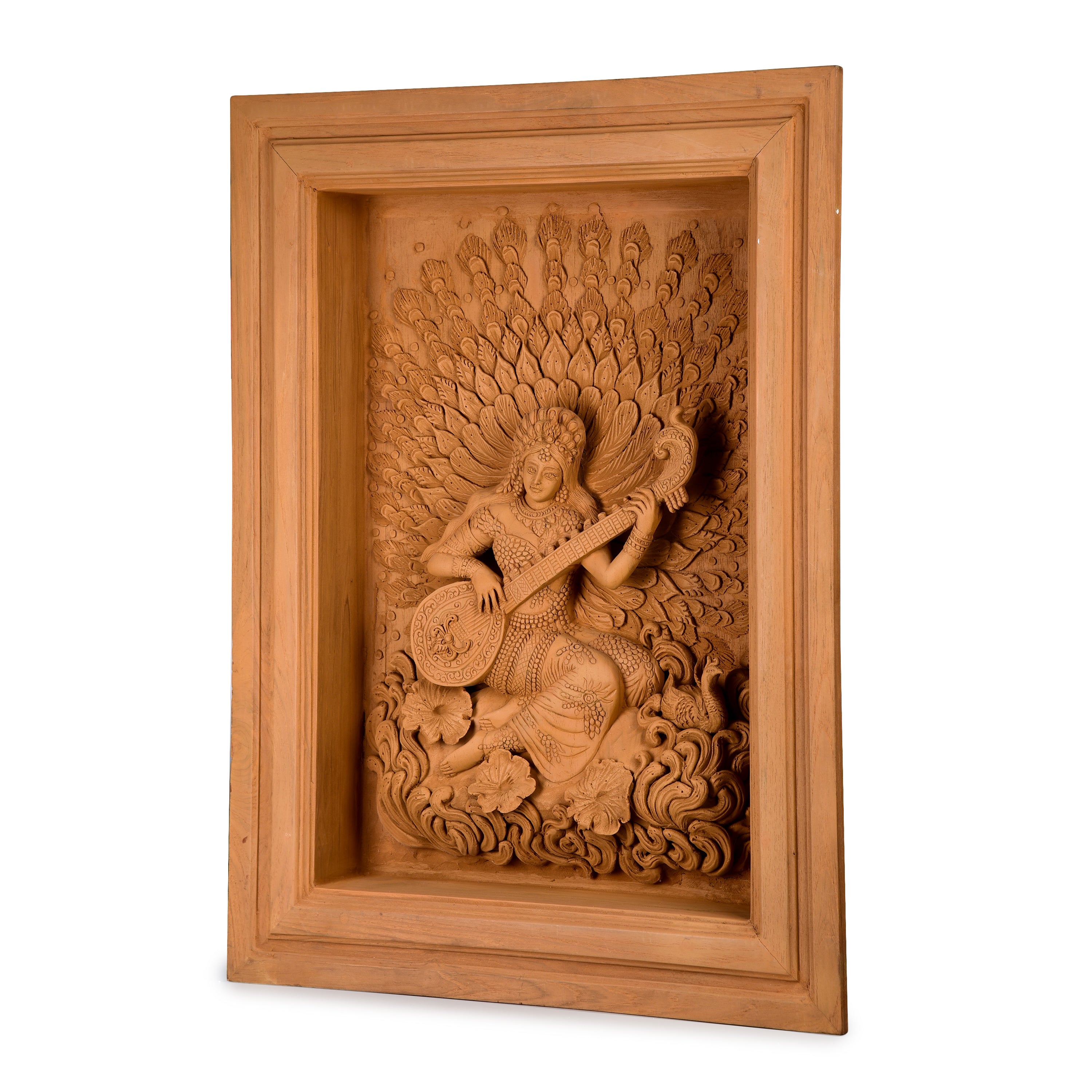 Goddess Saraswati Wood Carving