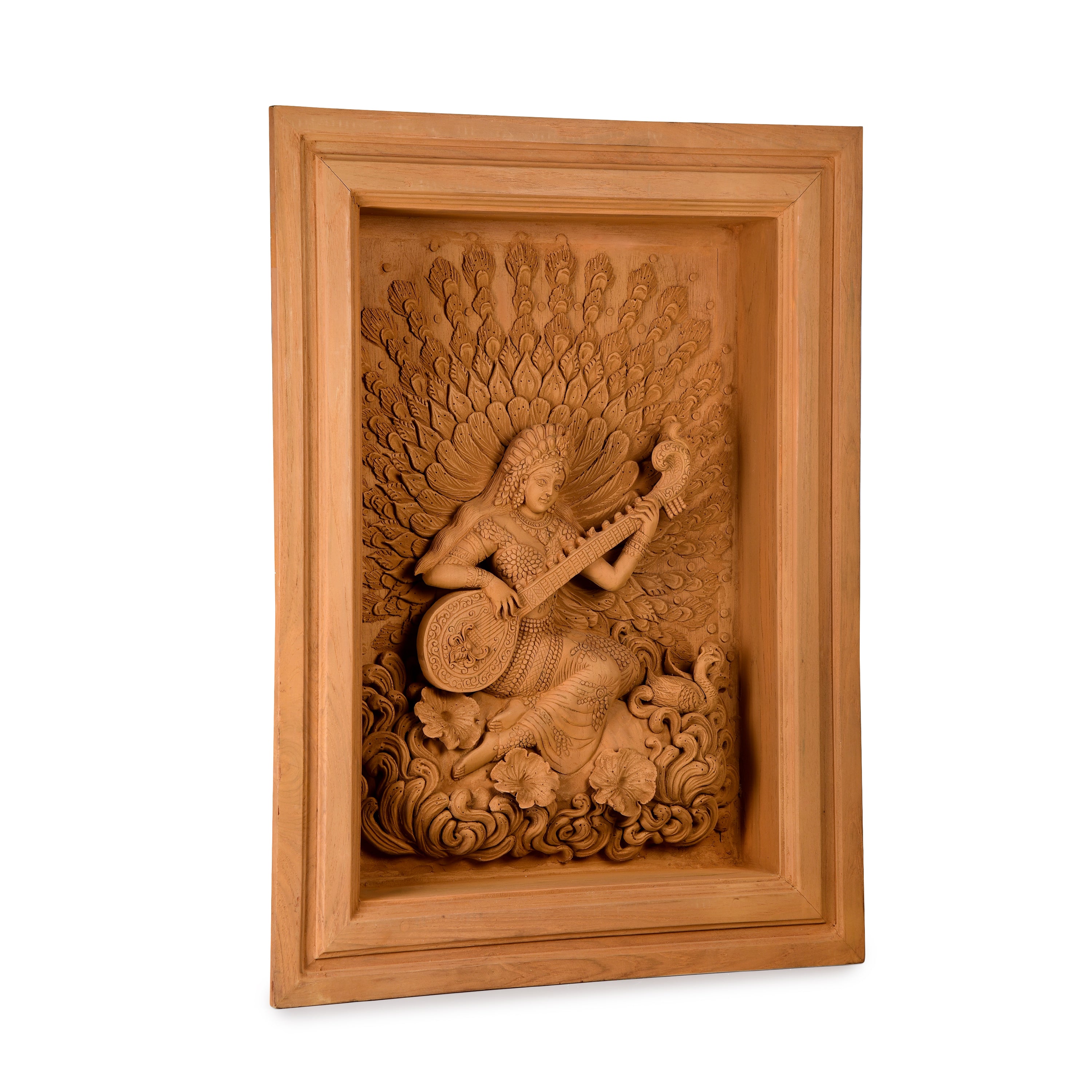 Goddess Saraswati Wood Carving