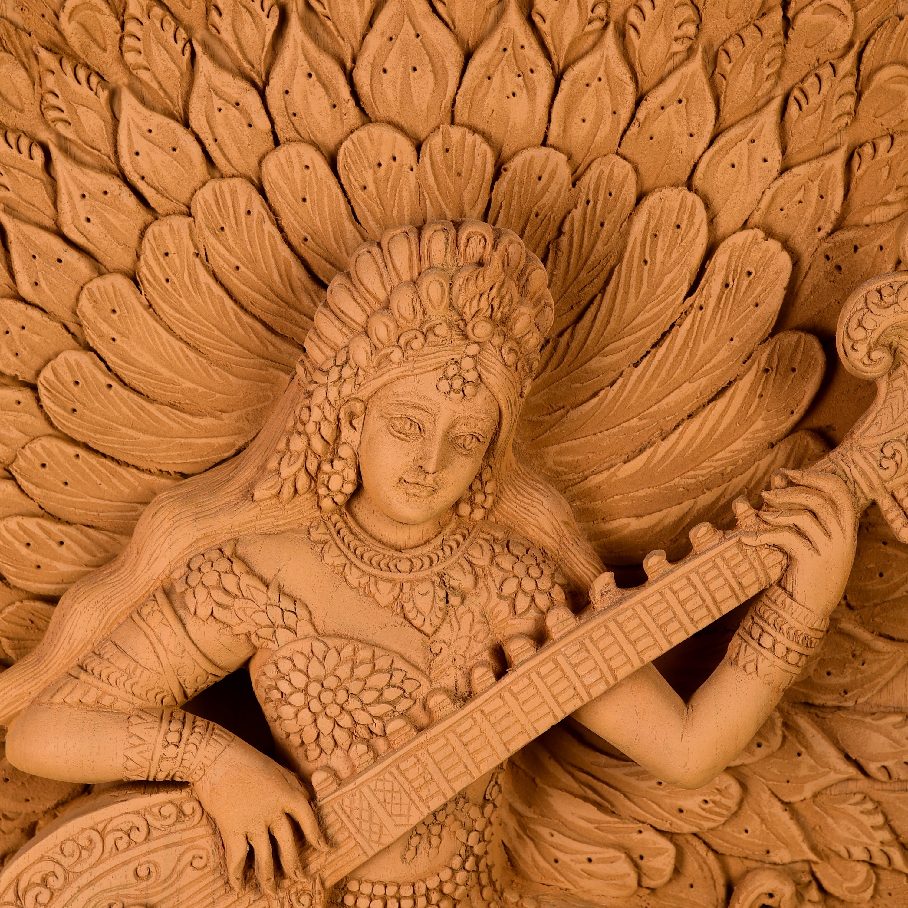 Goddess Saraswati Wood Carving