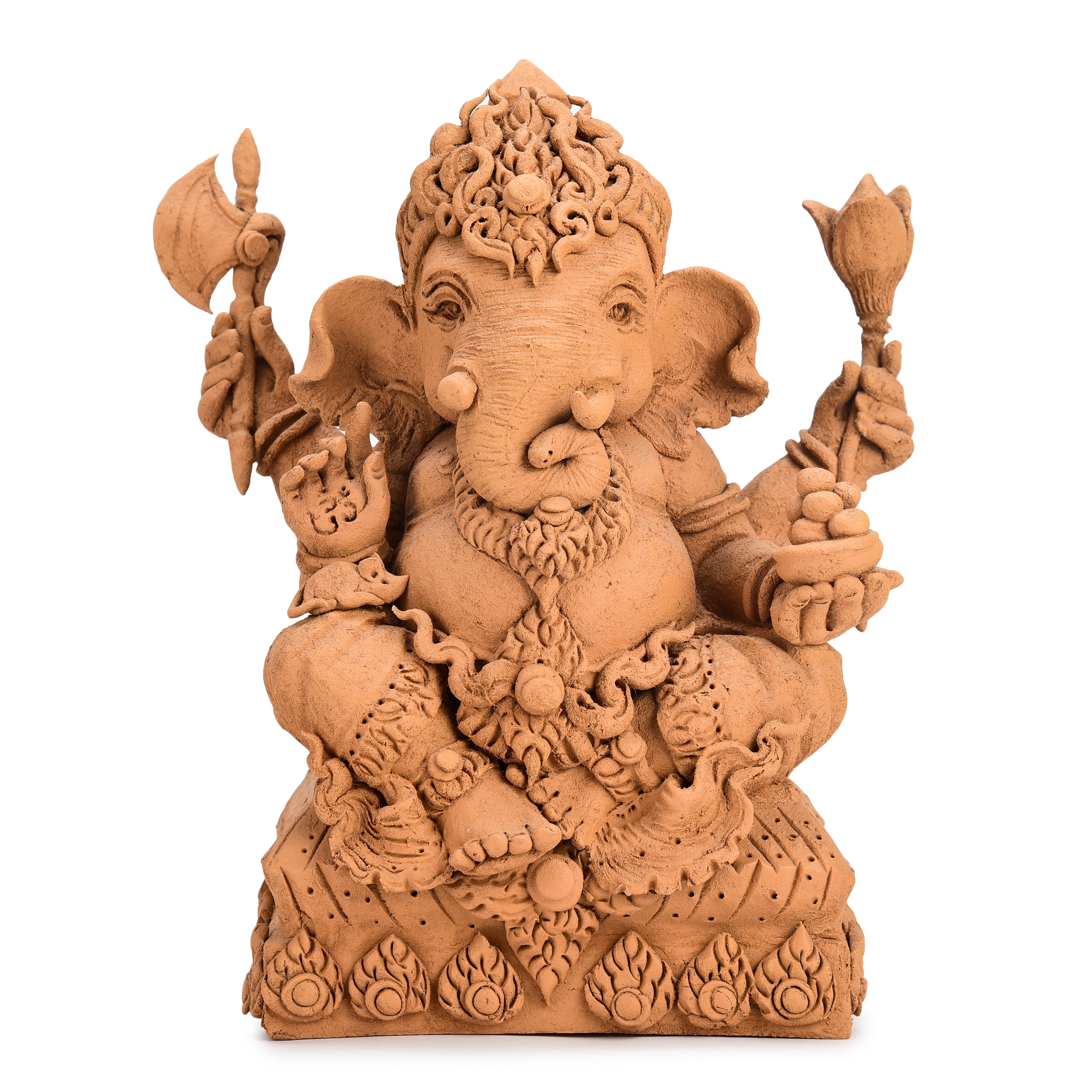 Seated Ganesha Wood Carving (Large)