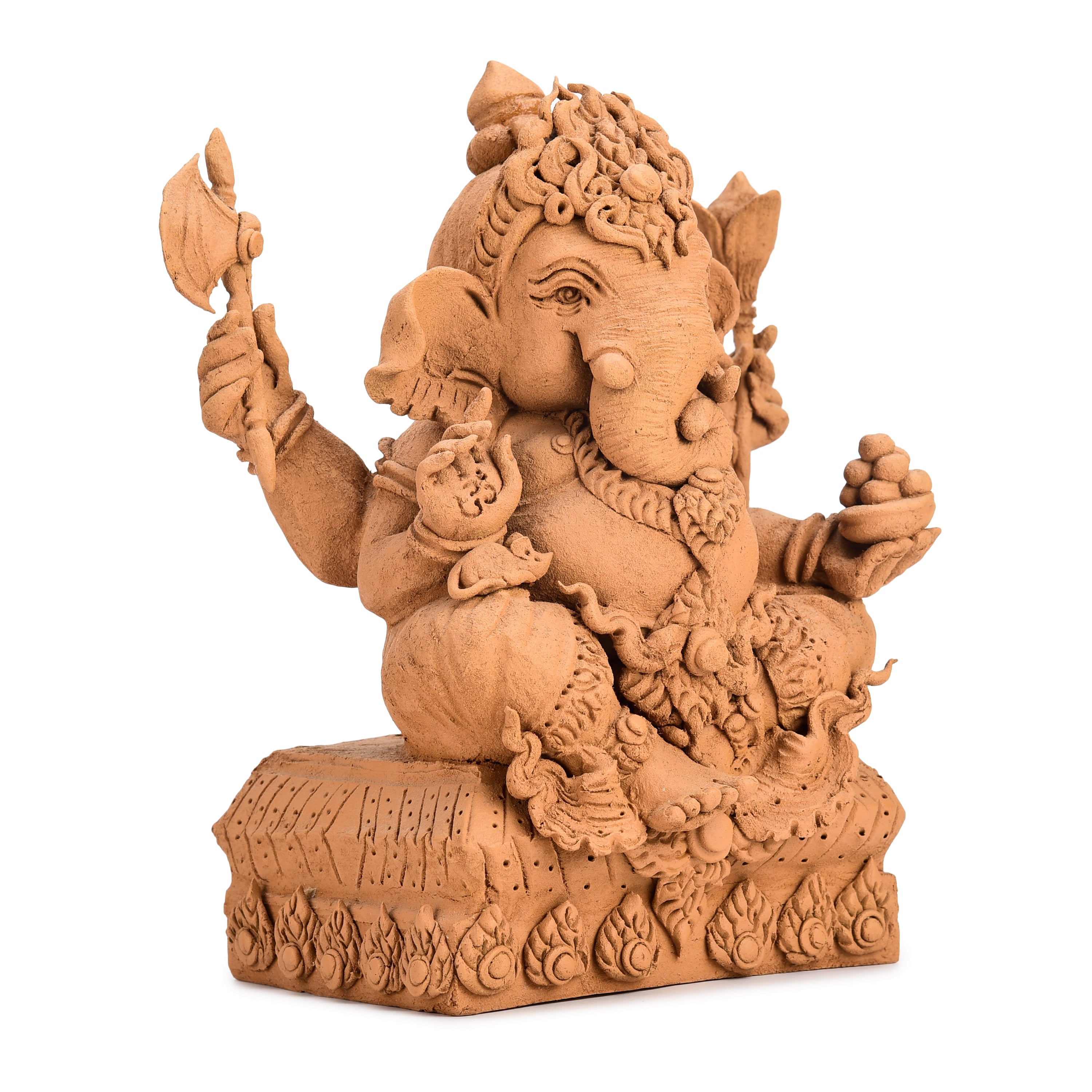 Seated Ganesha Wood Carving (Large)
