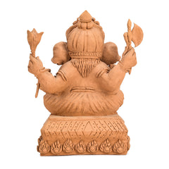 Seated Ganesha Wood Carving (Large)