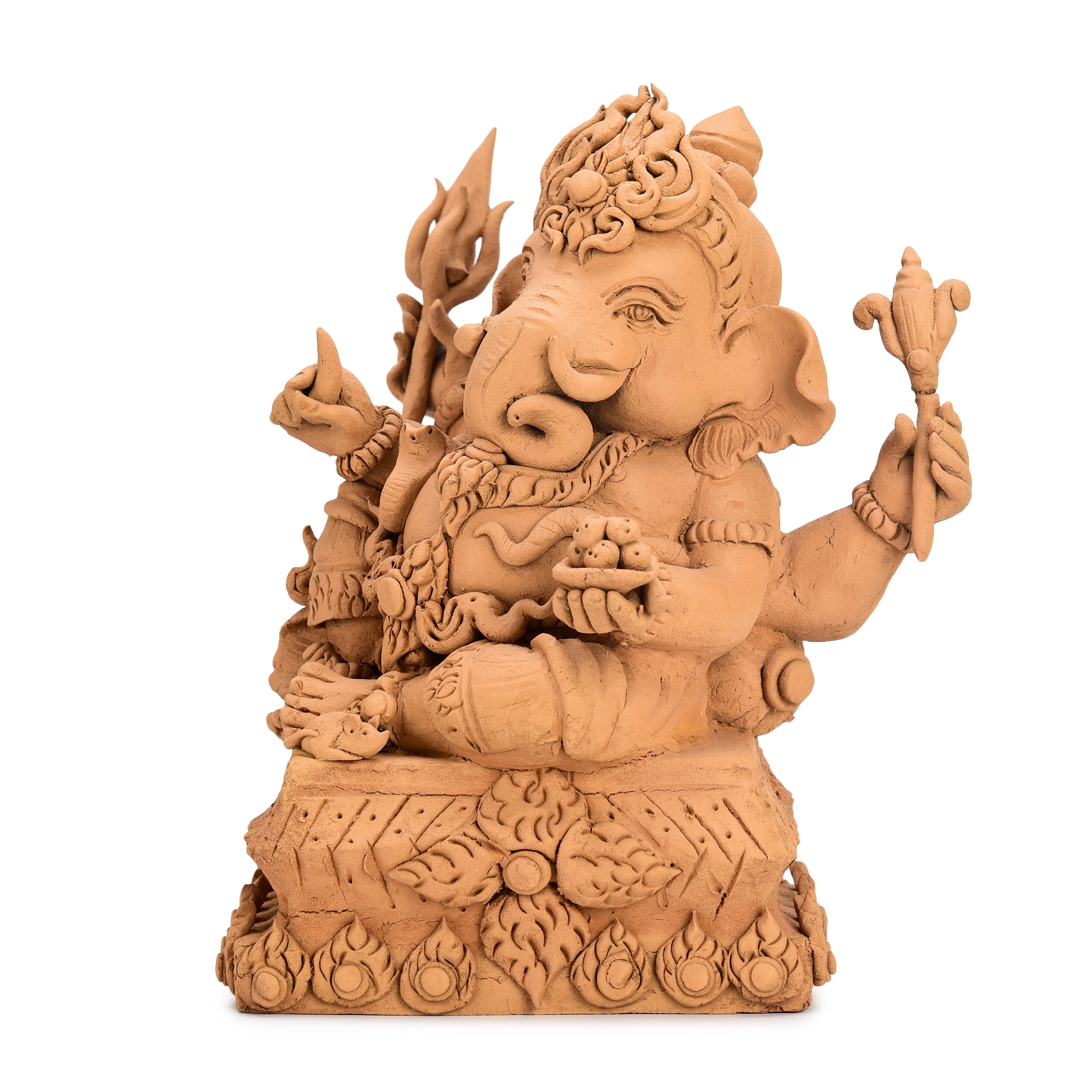 Relaxing Ganesha Wood Carving