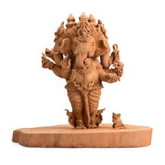 Three Headed Standing Ganesha Wood Carving