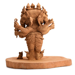 Three Headed Standing Ganesha Wood Carving